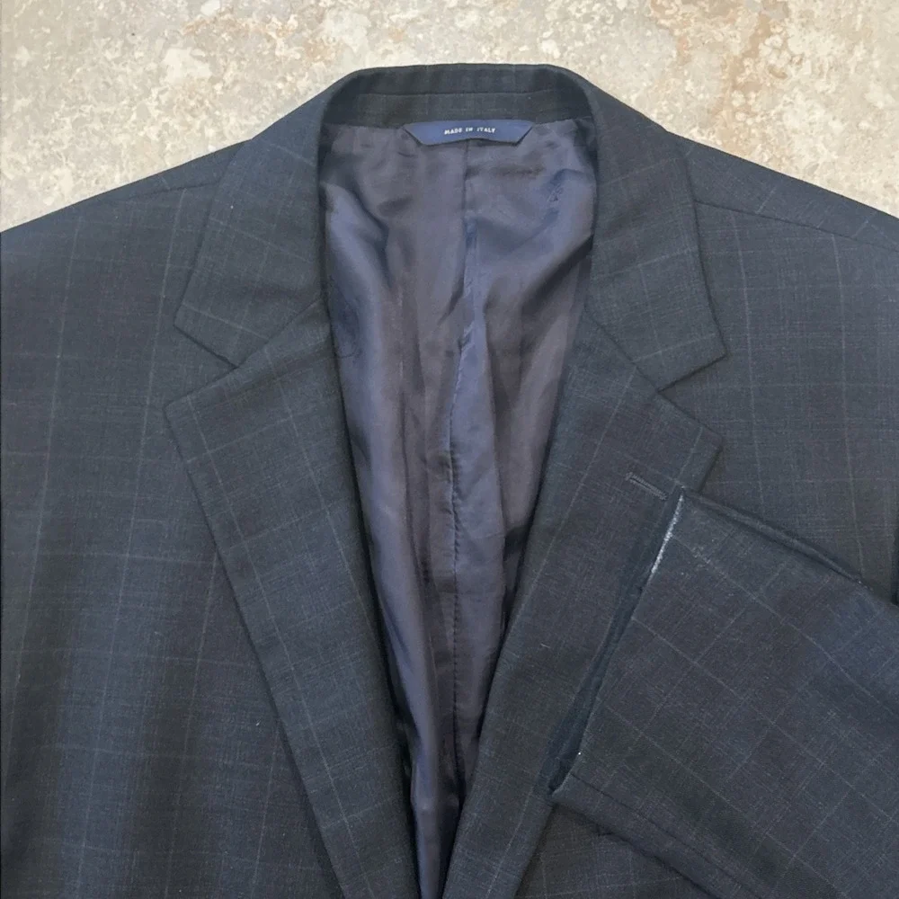 Brooks Brothers Blazer Mens 46R Charcoal Plaid Fitzgerald 1818 Saxon Wool Jacket